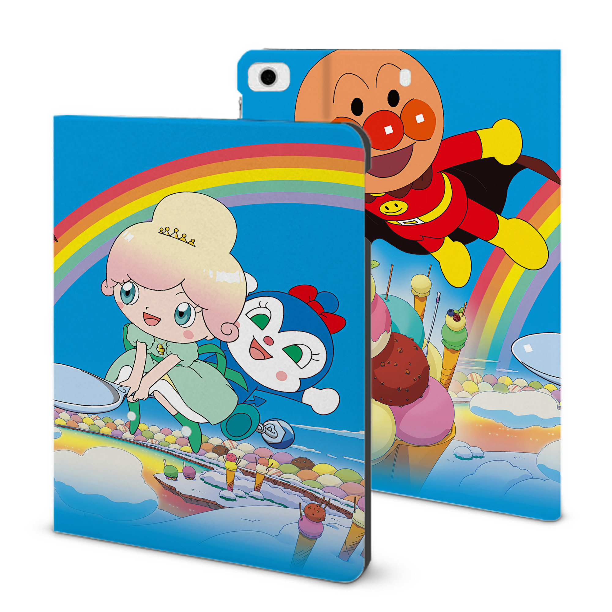 （画像用） アンパンマン Anpanman IPad ケース ブック型 PUレザー TPU 耐衝撃 軽量 薄型 ペン収納なし 全面保護 IPad 各モデル対応